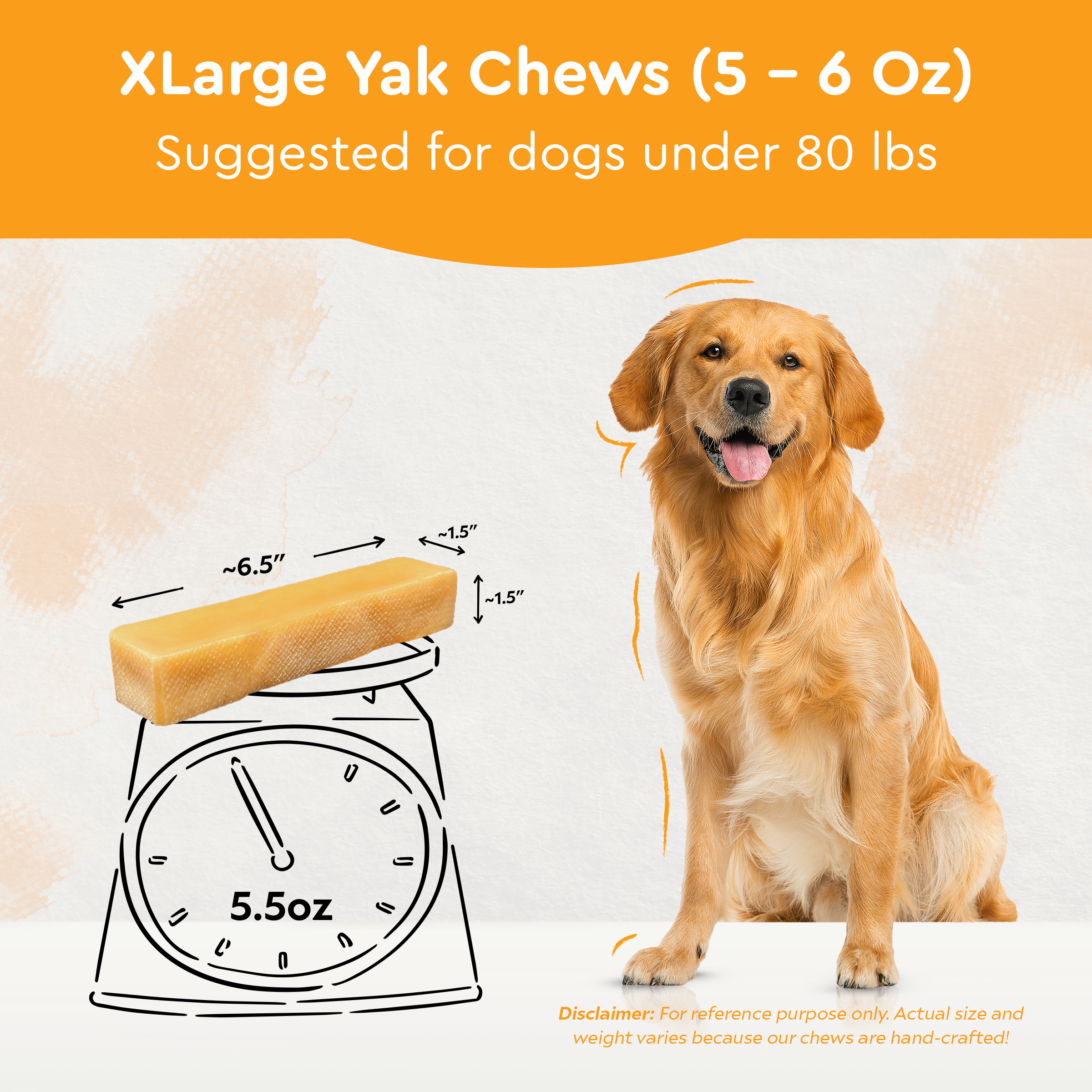 XLarge YAK CHEWS (For Dogs Under 80 Lbs.)