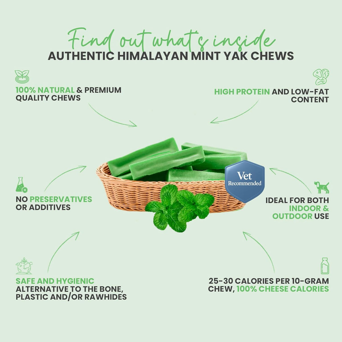 Mint Flavored Himalayan Yak Cheese Dog Chews