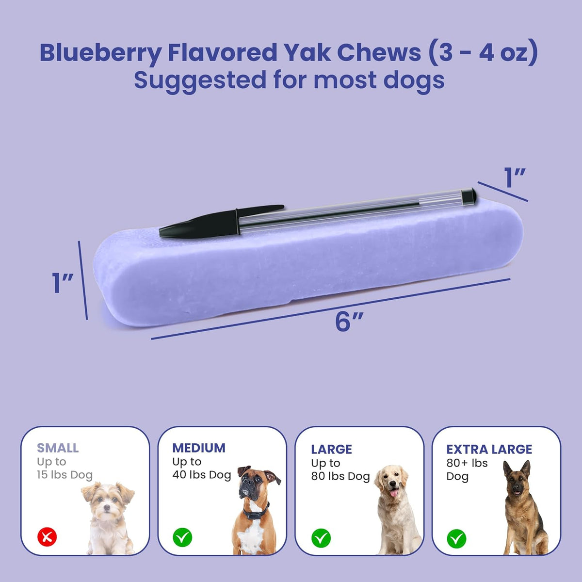 Blueberry Flavored Himalayan Yak Cheese Dog Chews - Natural Dog Chew by Kathmandus