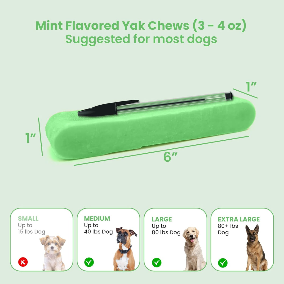 Mint Flavored Himalayan Yak Cheese Dog Chews - Natural Dog Chew by Kathmandus