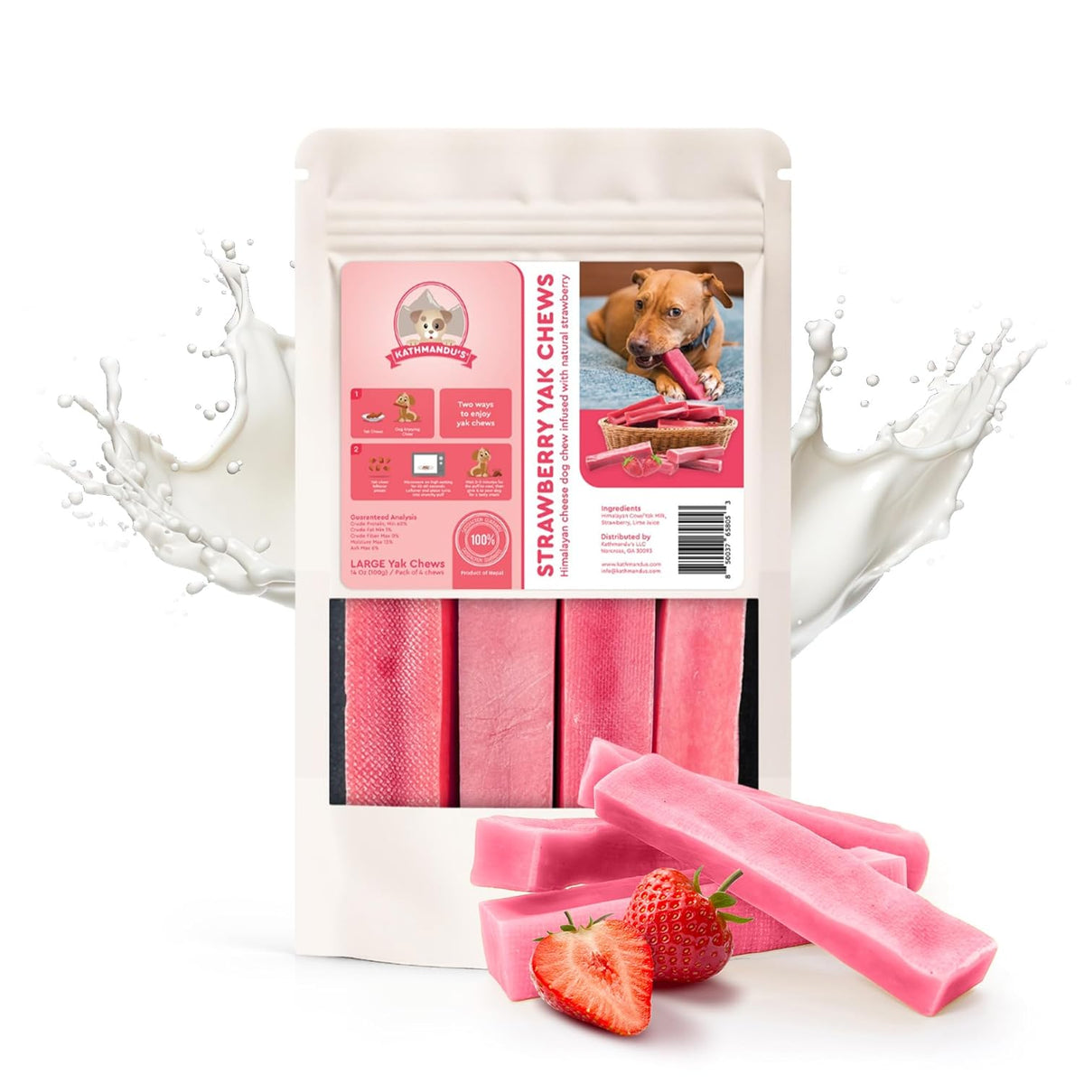 Strawberry Flavored Himalayan Yak Cheese Dog Chews - Natural Dog Chew by Kathmandus