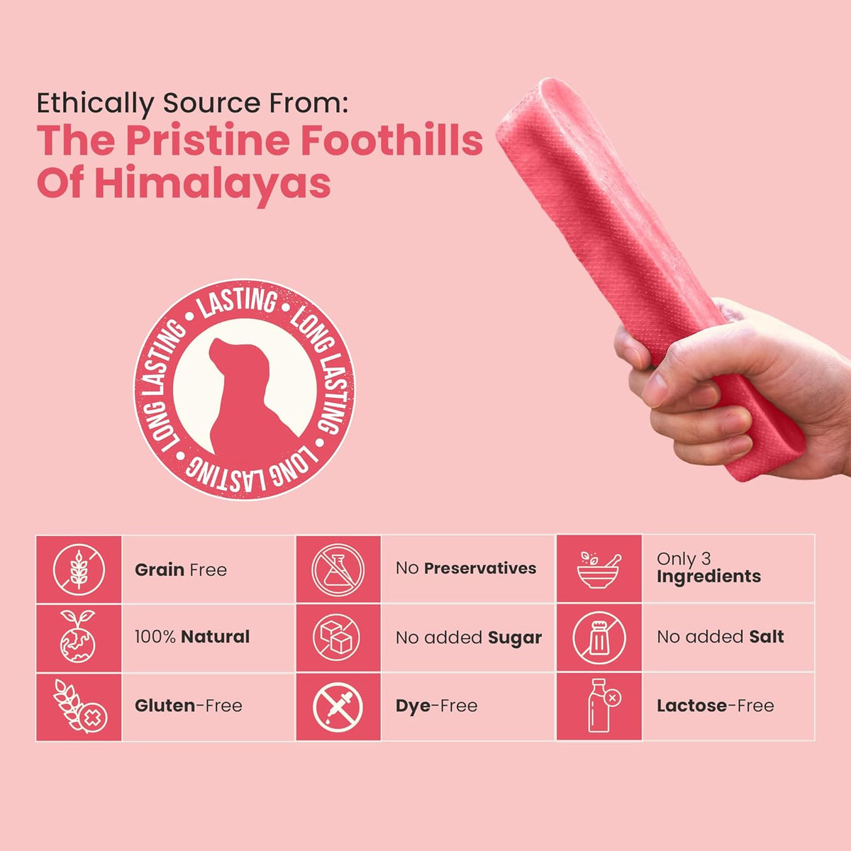 Strawberry Flavored Himalayan Yak Cheese Dog Chews - Natural Dog Chew by Kathmandus